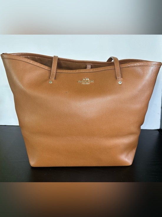 Coach Handbags - Coach Cognac Leather Street Tote with Gold Logo